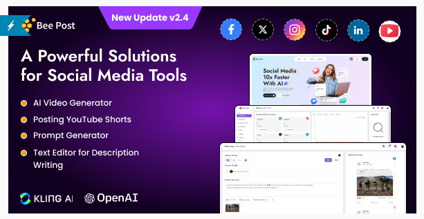 BeePost - AI Social Media Management & Content Creation SaaS with Subscription System.png
